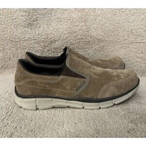 Skechers Memory foam Suede Walking Comfort Shoes Loafer Brown Men's Size 14